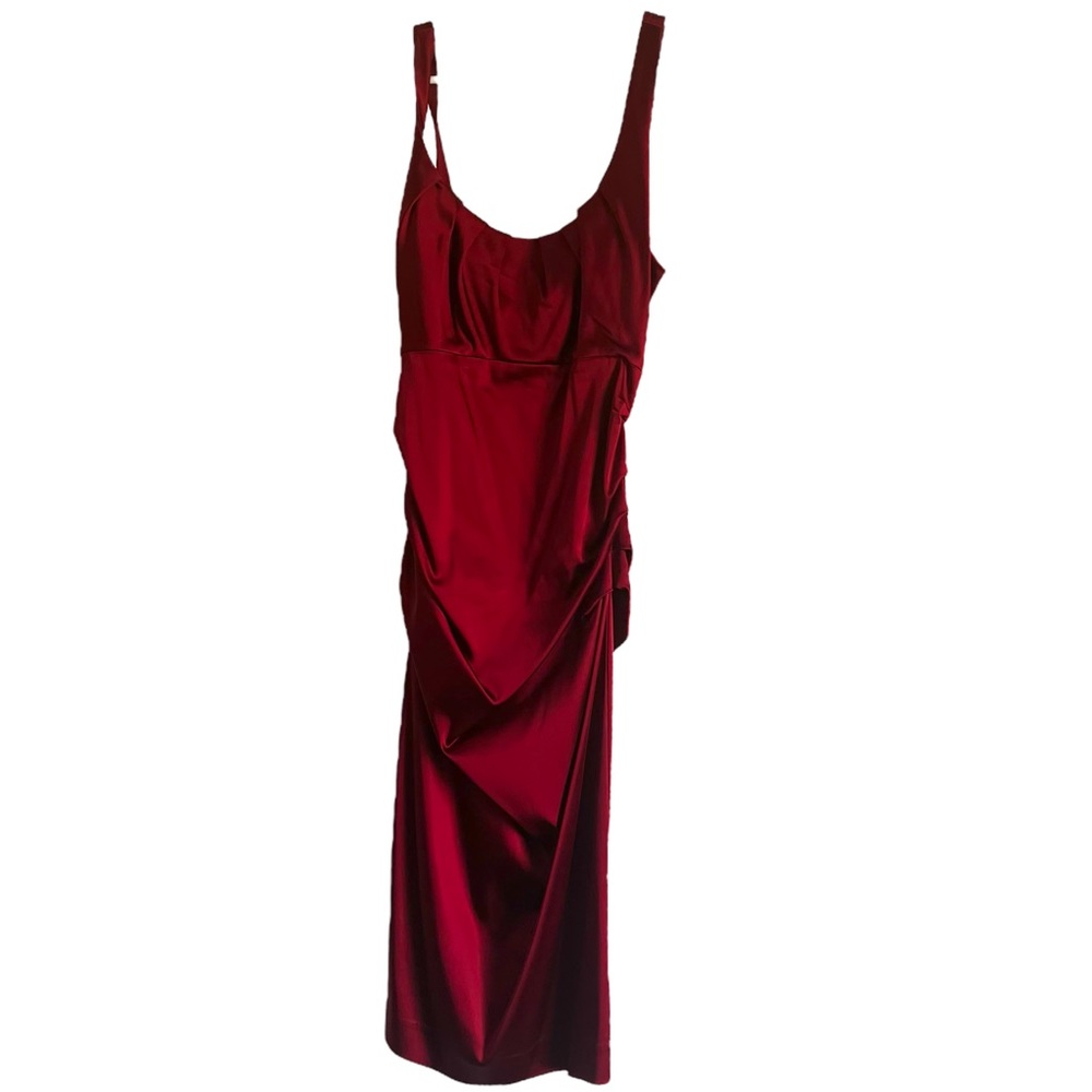 Red Satin Formal Midi Dress Women’s size 8